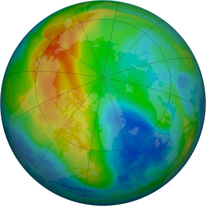 Arctic ozone map for 12 December 1990